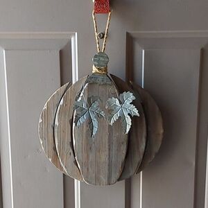 🌺 Vintage Rustic Handcrafted Wooden Pumpkin Wall/Door Decor